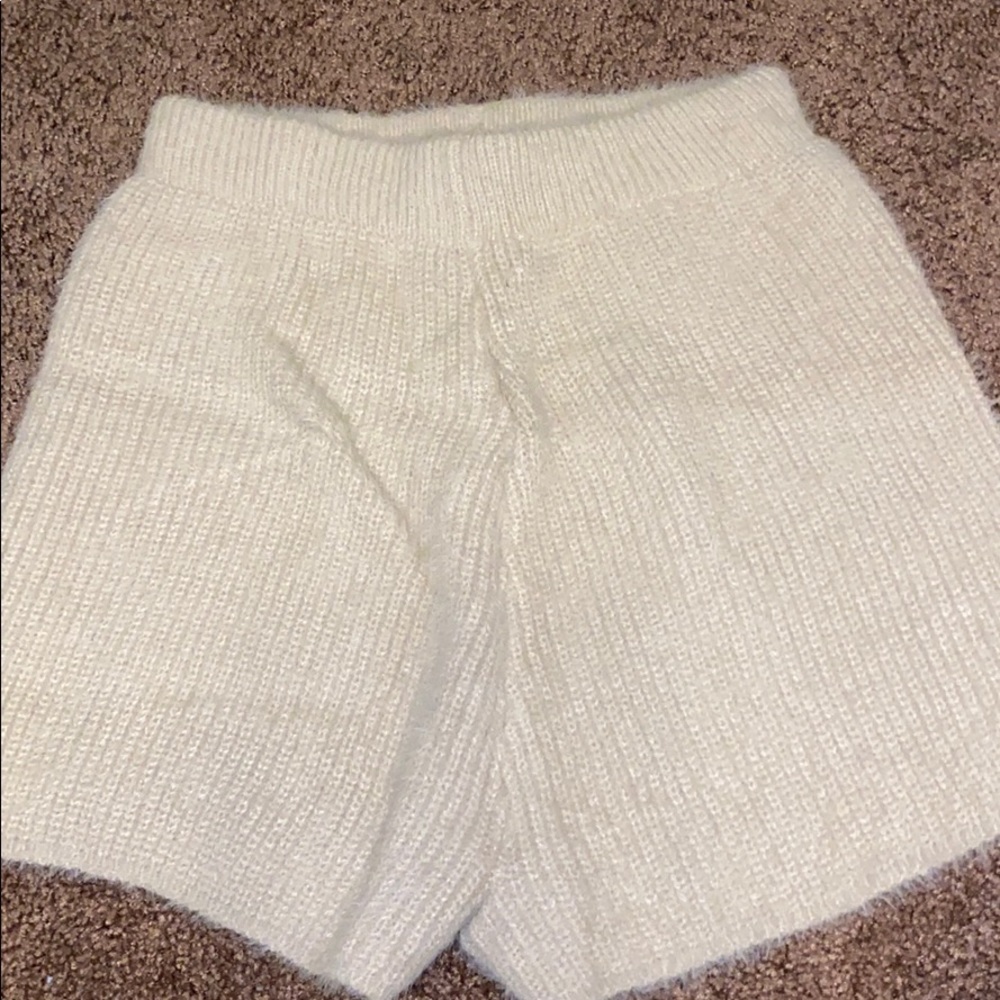 Beige fuzzy shorts